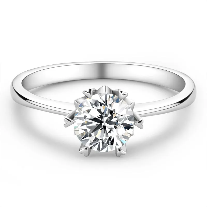 Classic Round Cut Moissanite Diamond Solitaire Ring