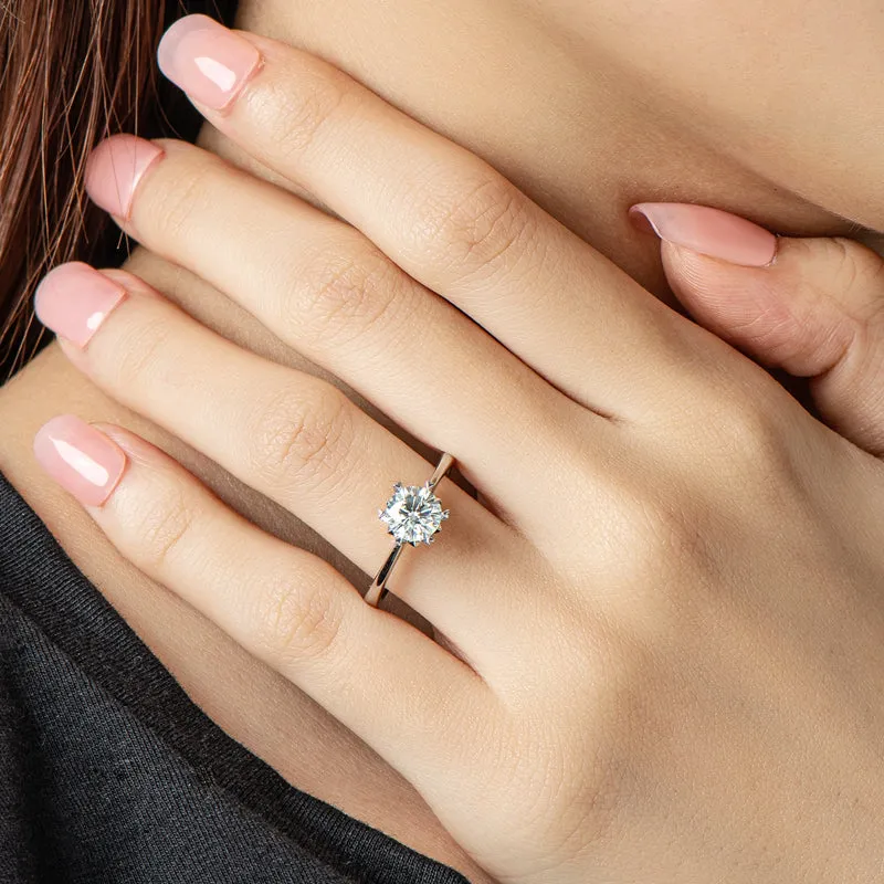 Classic Round Cut Moissanite Diamond Solitaire Ring