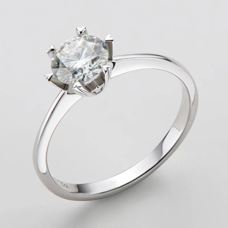 Classic Round Cut Moissanite Diamond Solitaire Ring