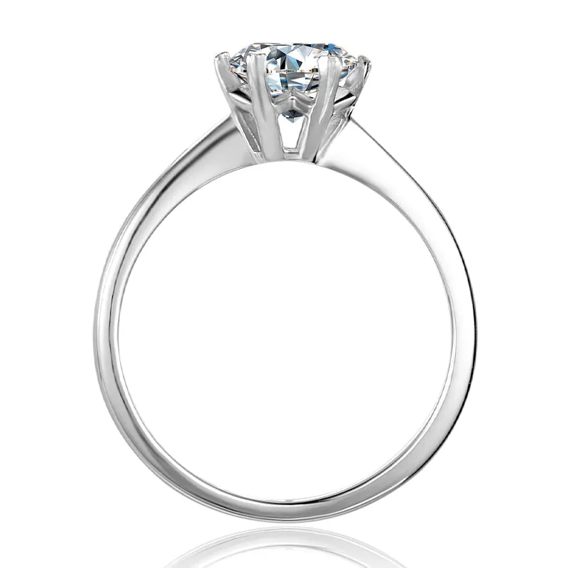 Classic Round Cut Moissanite Diamond Solitaire Ring
