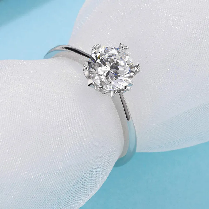 Classic Round Cut Moissanite Diamond Solitaire Ring