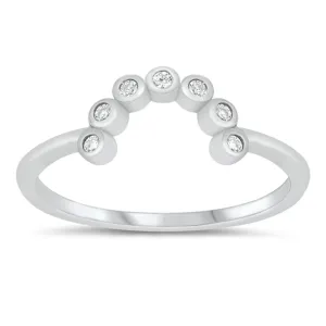 Clear CZ Fashion Modern Rainbow Ring New .925 Sterling Silver Band Sizes 4-10