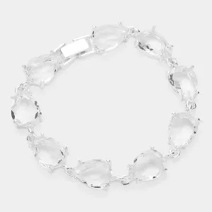 Clear Teardrop cluster Link Pageant Bracelet  | Homecoming Bracelet | Homecoming Jewelry | 627632