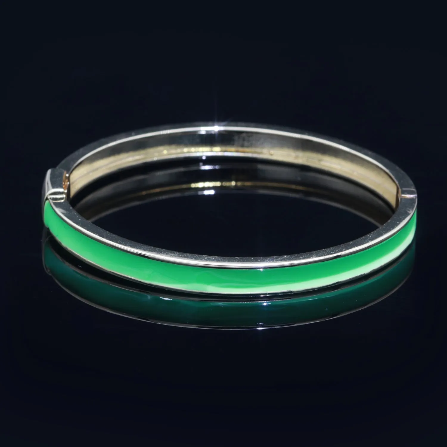 Clearance Pricing BLOWOUT 24K Gold Filled Green Enamel Bangle Bracelet Wholesale Stacking Bracelet Fashion Jewelry WA-087