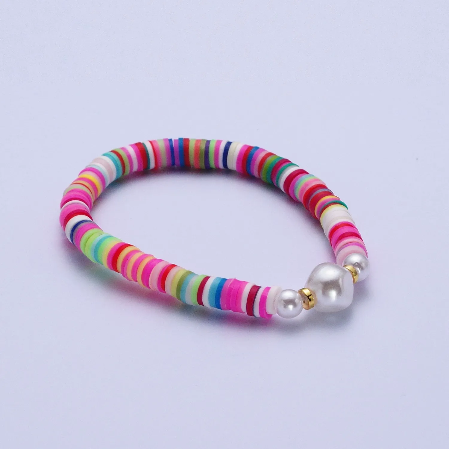 Clearance Pricing BLOWOUT Heishi Bead Bracelet with Fresh Water Pearl, Arm Candy Bracelet Summer Stackable Bracelet WA-1072 to WA-1085