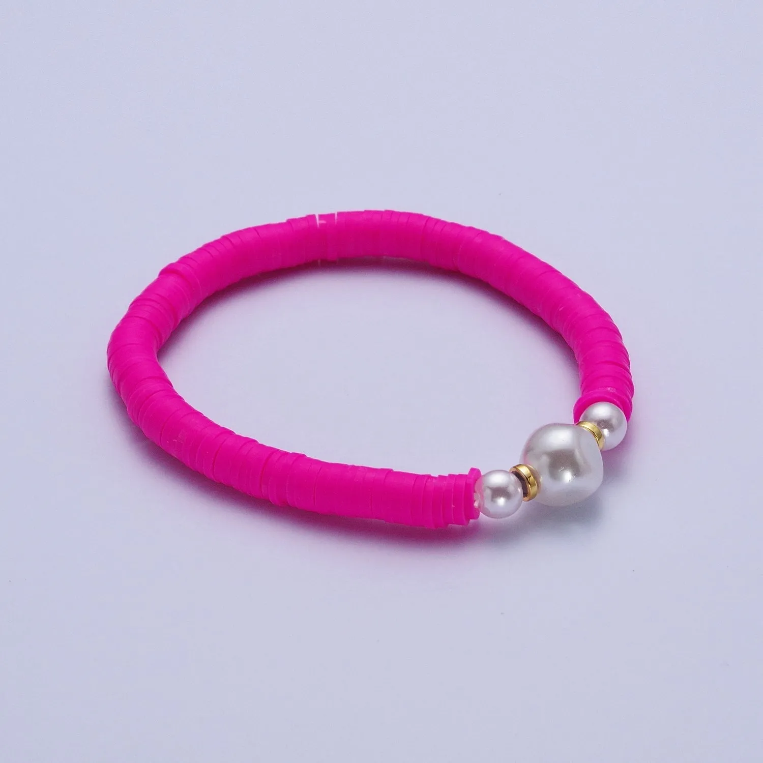 Clearance Pricing BLOWOUT Heishi Bead Bracelet with Fresh Water Pearl, Arm Candy Bracelet Summer Stackable Bracelet WA-1072 to WA-1085