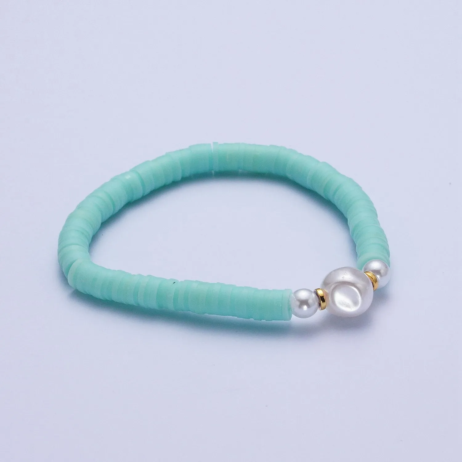 Clearance Pricing BLOWOUT Heishi Bead Bracelet with Fresh Water Pearl, Arm Candy Bracelet Summer Stackable Bracelet WA-1072 to WA-1085