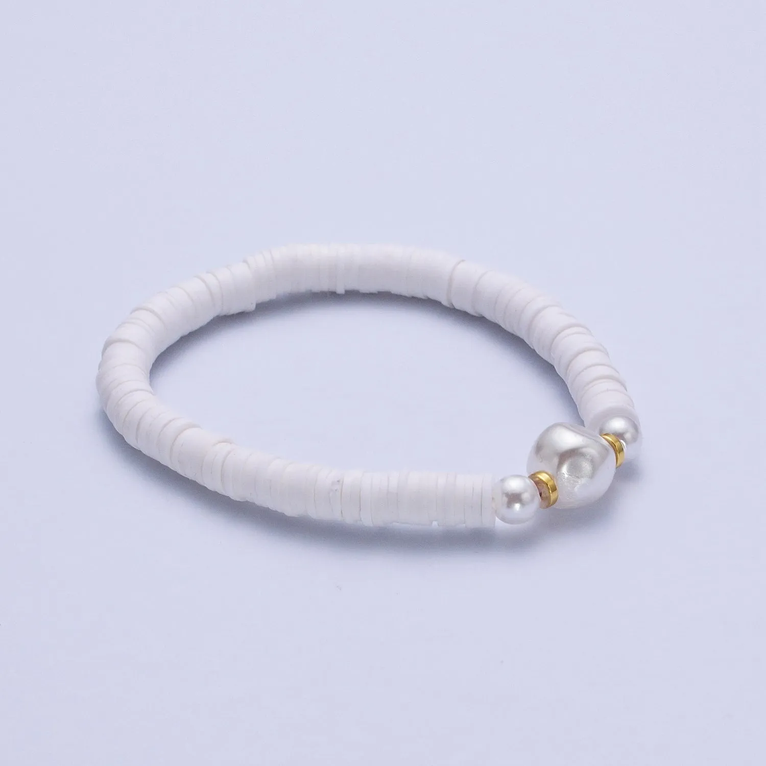 Clearance Pricing BLOWOUT Heishi Bead Bracelet with Fresh Water Pearl, Arm Candy Bracelet Summer Stackable Bracelet WA-1072 to WA-1085