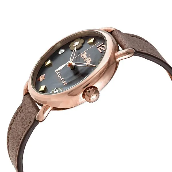 Coach Delancey Brown Leather Strap Grey Dial Quartz Watch for Ladies - 14502797