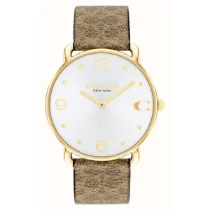 Coach Elliot Brown Leather Strap Silver Dial Quartz Watch for Ladies - 14504205