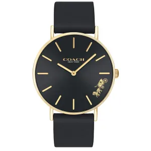 Coach Perry Black Leather Strap Black Dial Quartz Watch for Ladies - 14503333
