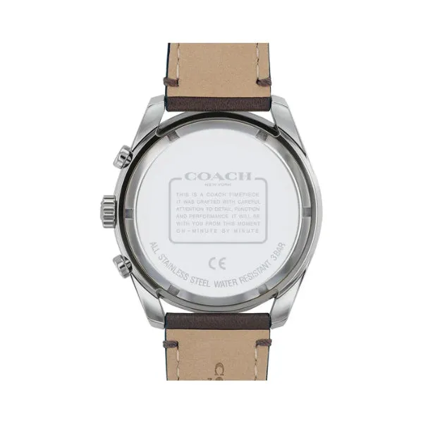 Coach Preston Brown Leather Strap Black Dial Chronograph Quartz Watch for Gents - 14602514