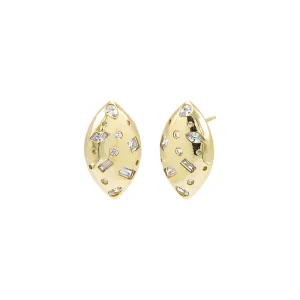 Colored Scattered Multi Shape Oval Stud Earring