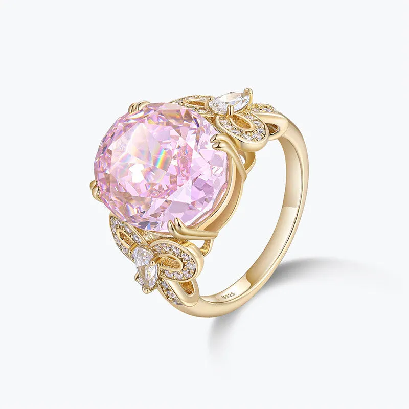 Colorful Pink Halo Ring