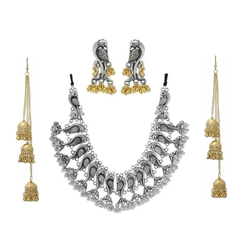 Combo of Golden Jewelry Set and Layered Jhumki
