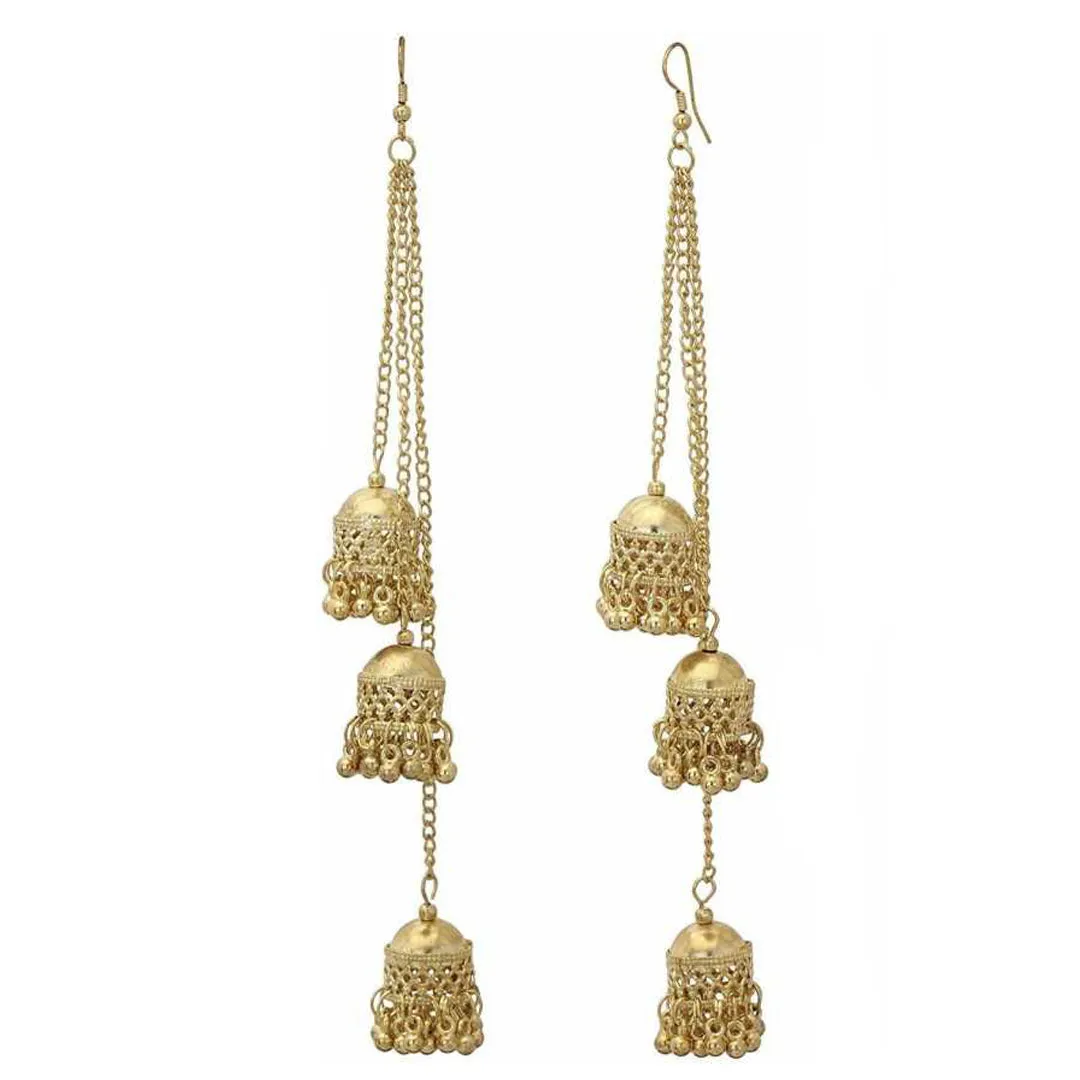Combo of Golden Jewelry Set and Layered Jhumki
