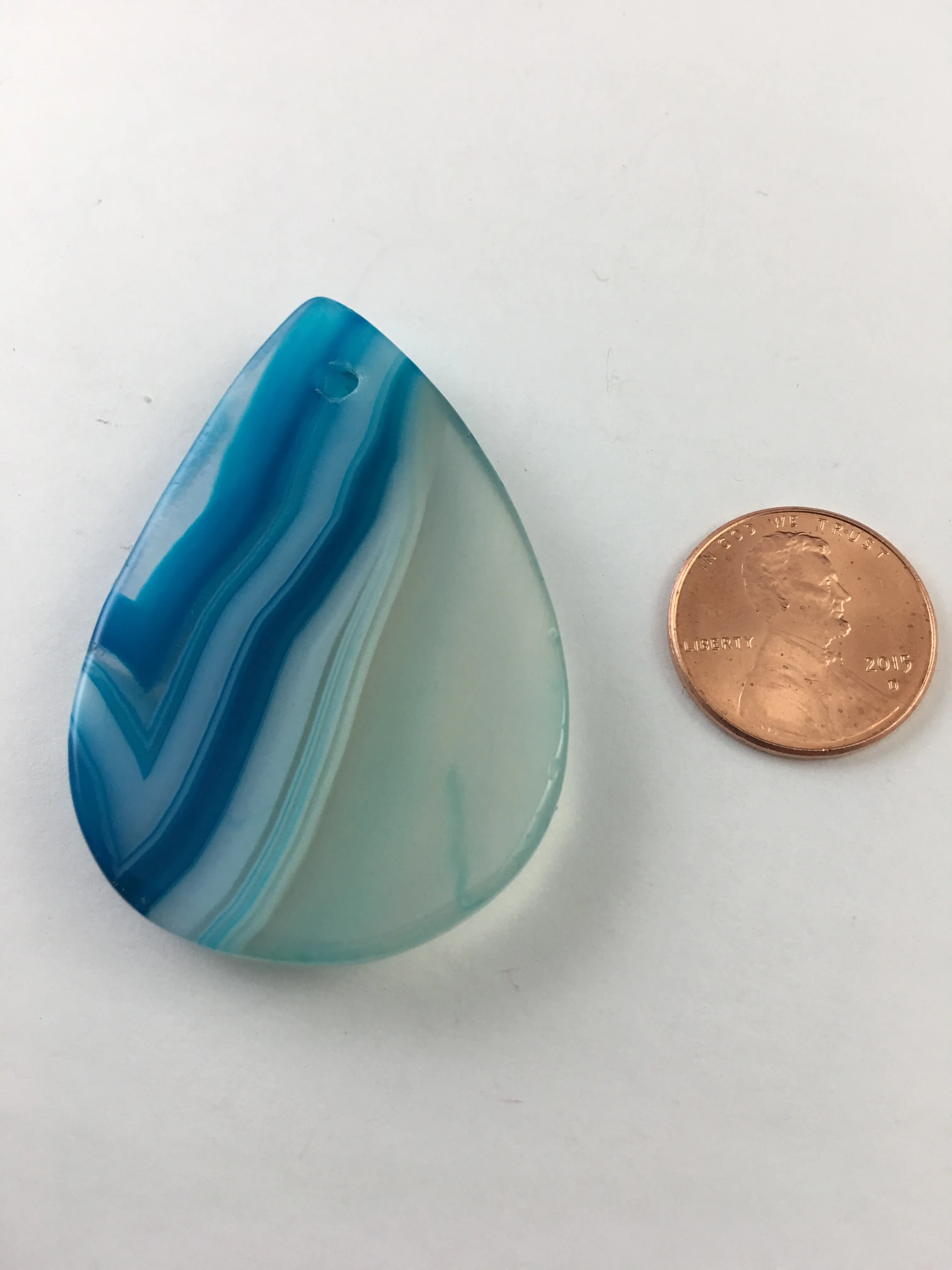 Copy of GRACE - Onyx Agate Blue & White Teardrop Pendant