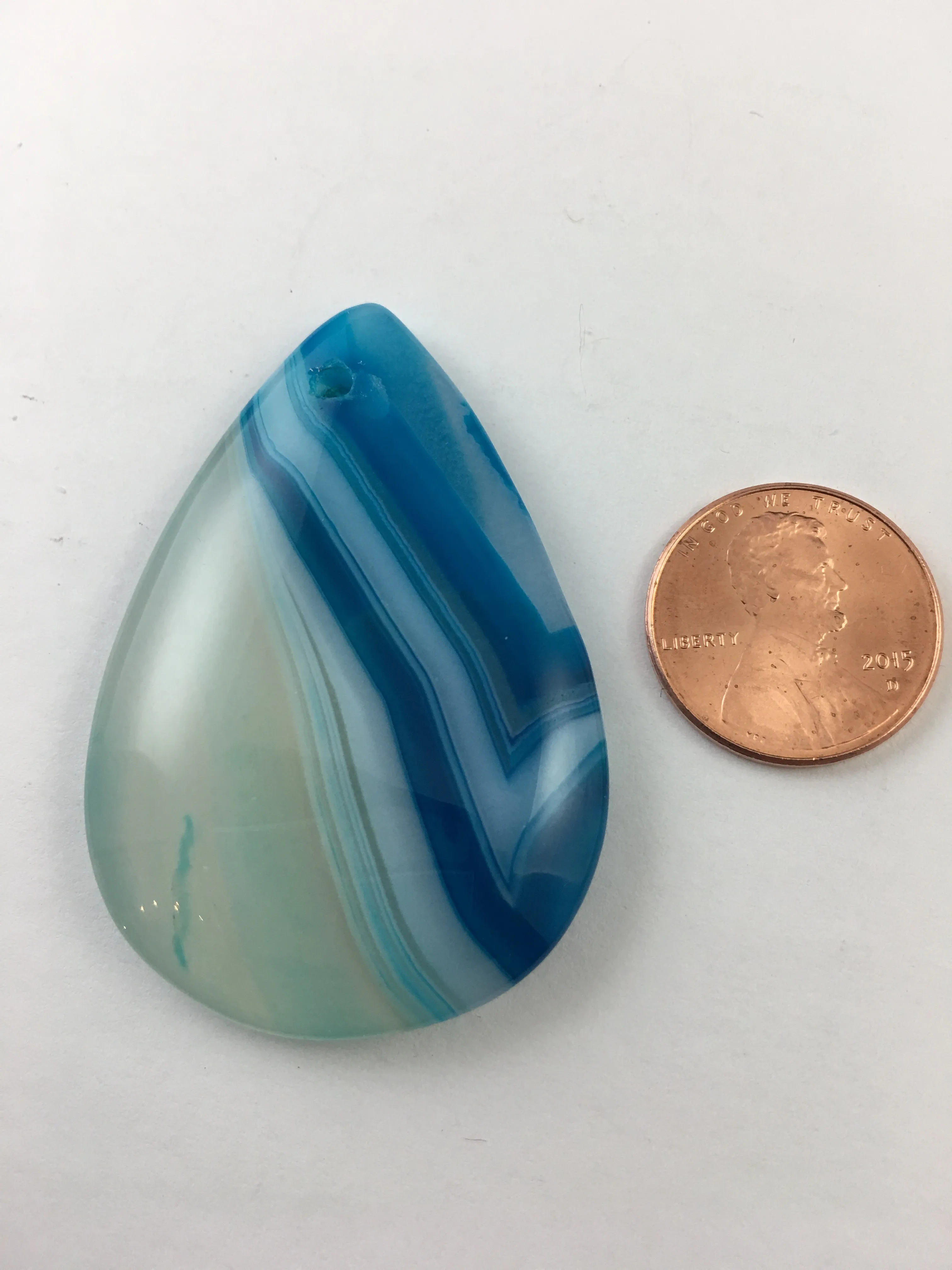 Copy of GRACE - Onyx Agate Blue & White Teardrop Pendant