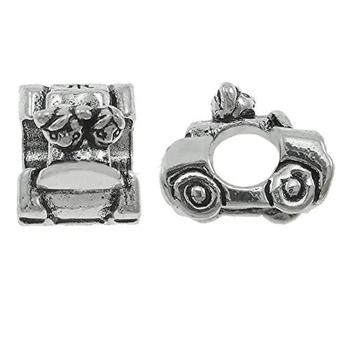 Couples Girl and Boy Driving in a Car European Bead Compatible for Most European Snake Chain Bracelet