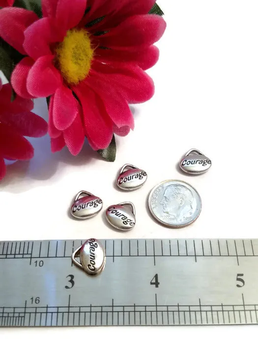 Courage Silver Tone Recovery Pendant Charms - Oval