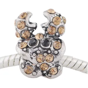 Crab with Crystals Spacer Bead For Snake Chain Bracelet (Topaz)