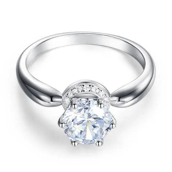 Created Diamond 6 Claws Crown Anniversary Ring 1.25 Ct