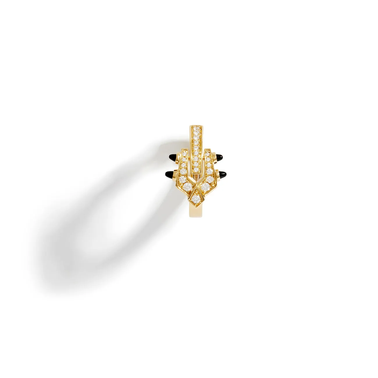 Créole Spike - Or Jaune, Agates Noires & Diamants