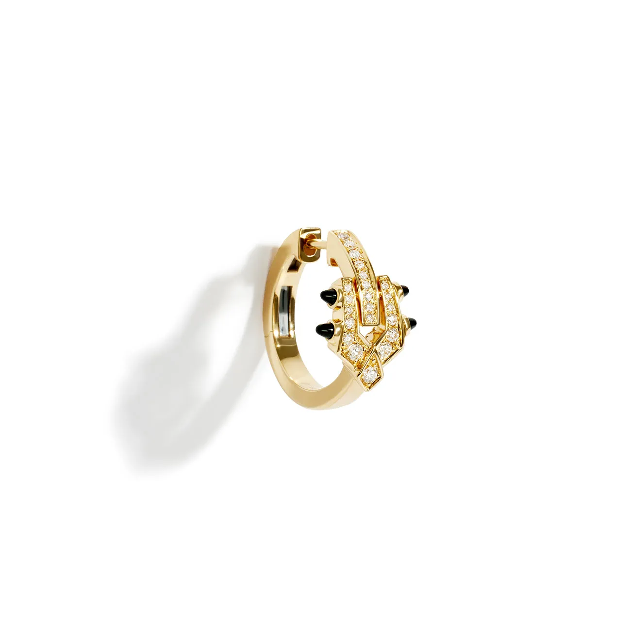 Créole Spike - Or Jaune, Agates Noires & Diamants
