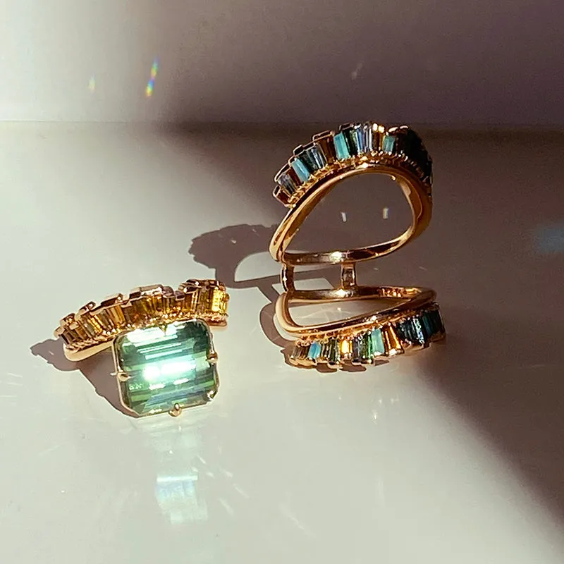Crown & Head Ring - Green Tourmaline