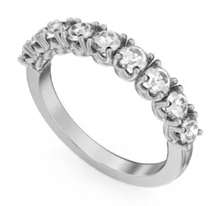 Crown Ring Platinum 9 Round Diamond Band