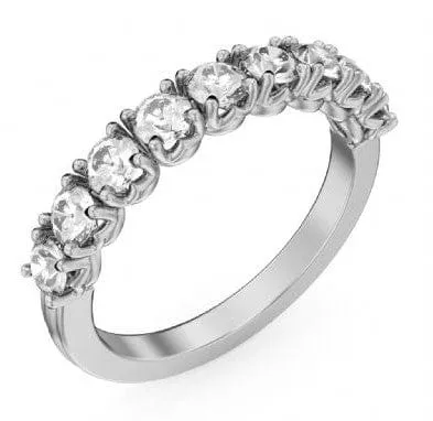 Crown Ring Platinum 9 Round Diamond Band
