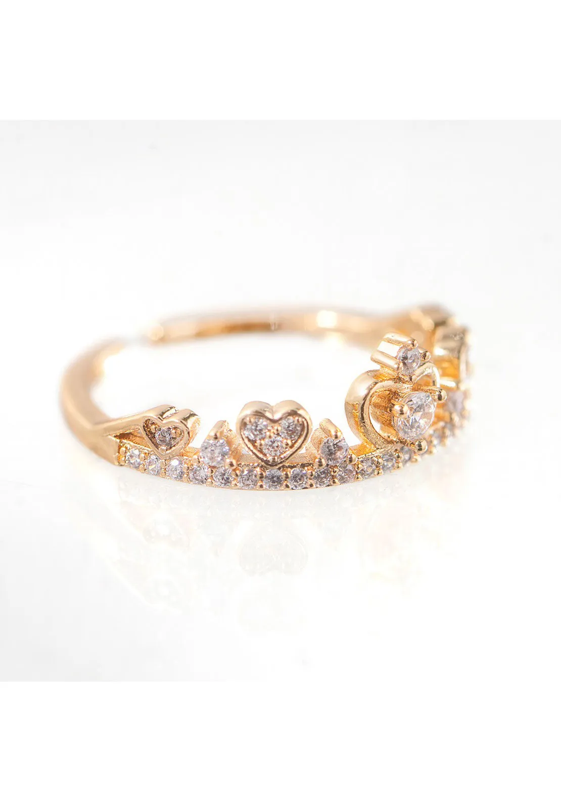 Crown Ring With Clear Stones - Rose Gold