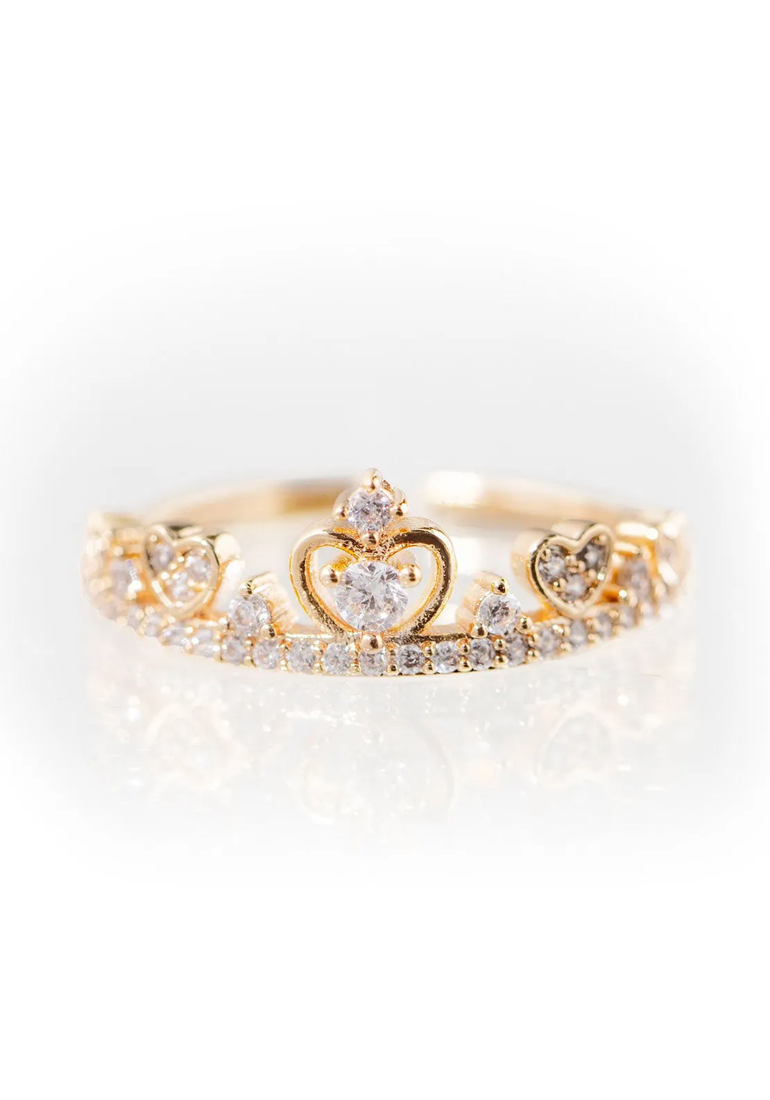 Crown Ring With Clear Stones - Rose Gold