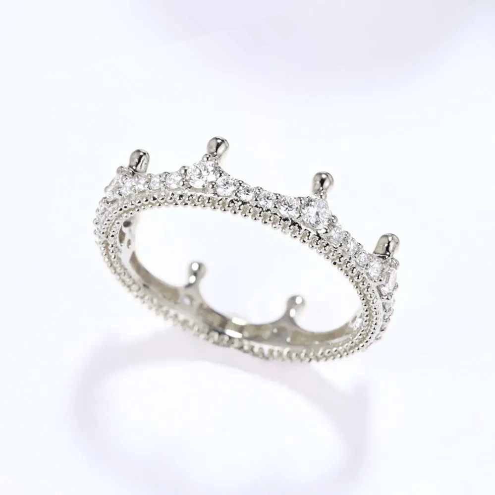 Crown Shape Full Eternity Diamond Wedding Ring