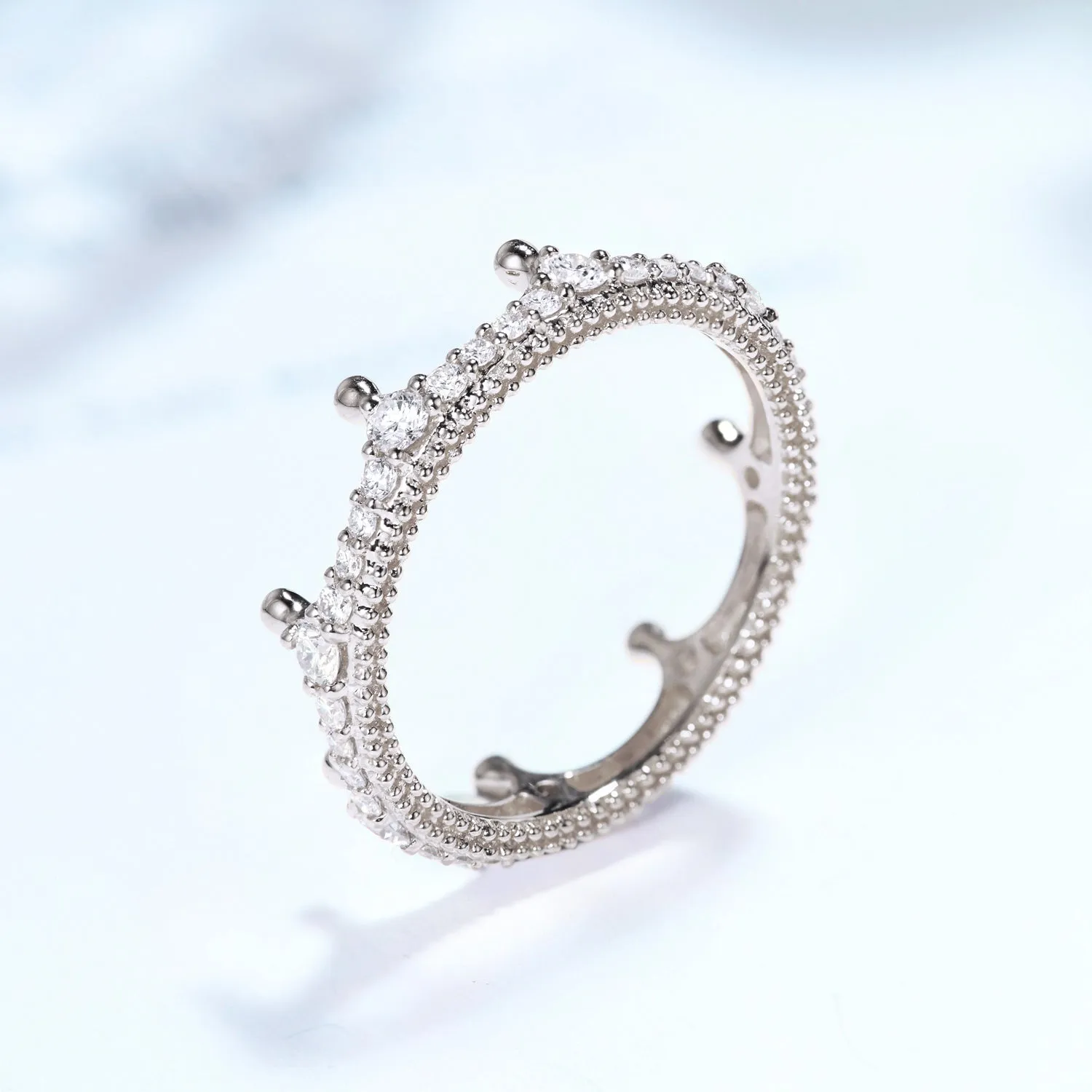 Crown Shape Full Eternity Diamond Wedding Ring