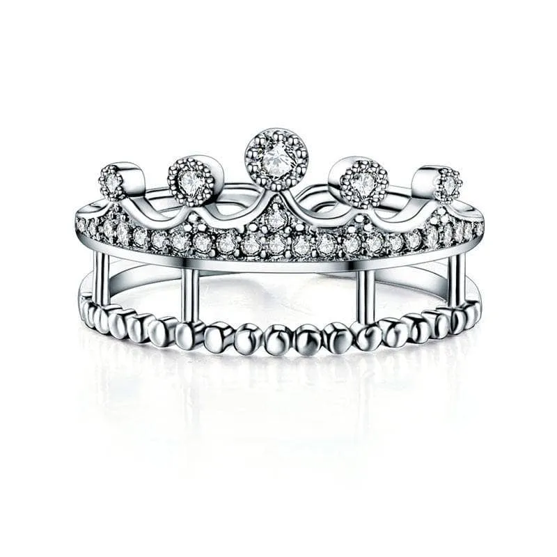 Crown Shape Round Diamond Ring