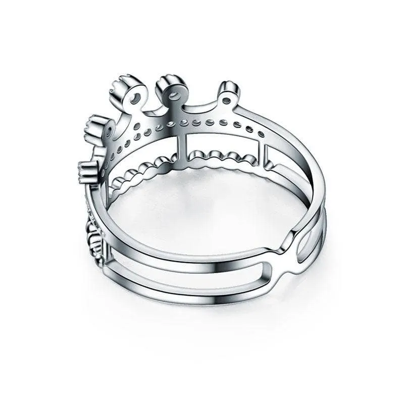 Crown Shape Round Diamond Ring