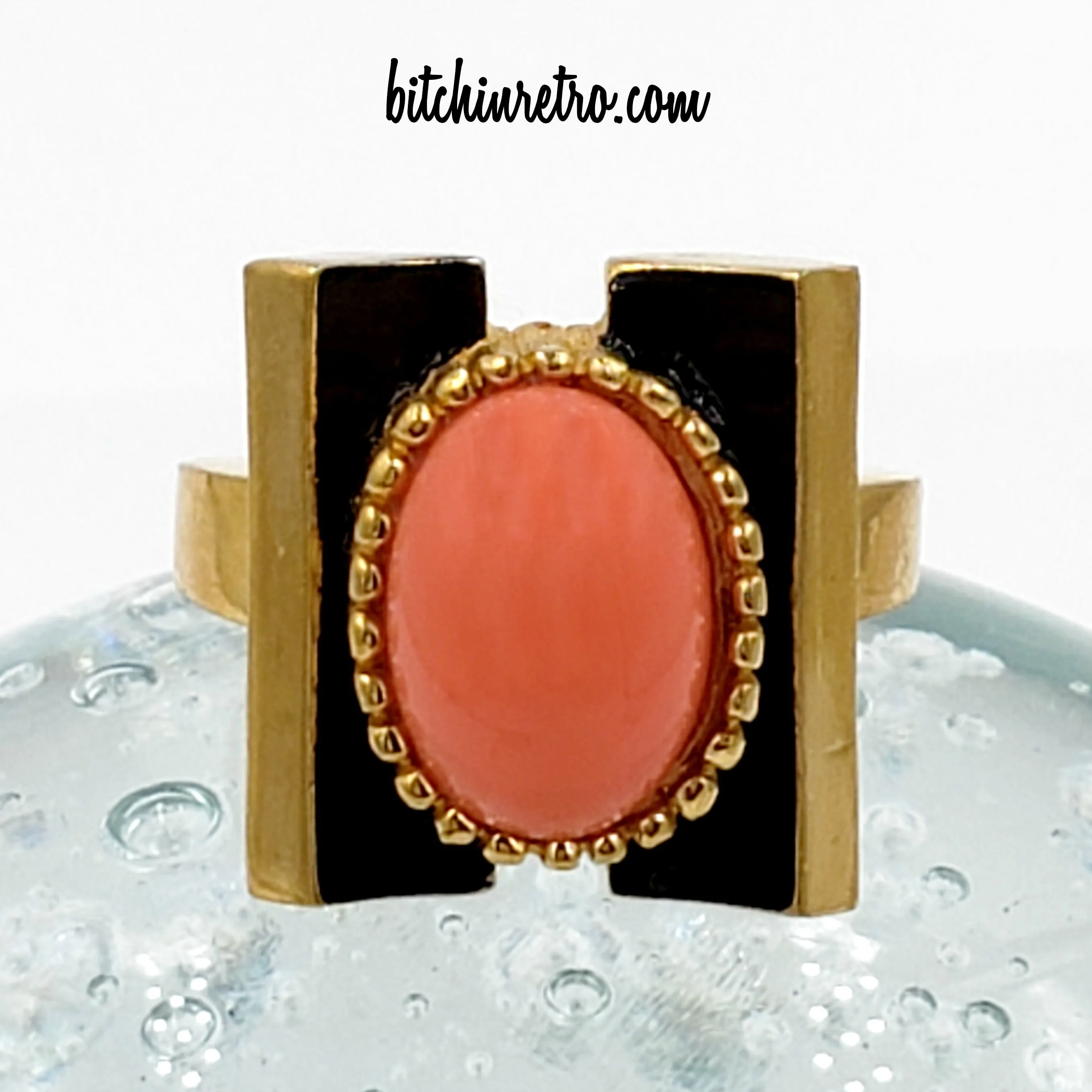 Crown Trifari Vintage Cocktail Ring With Art Deco Style