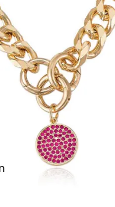 Crystal Disc Charm and Chain Necklace