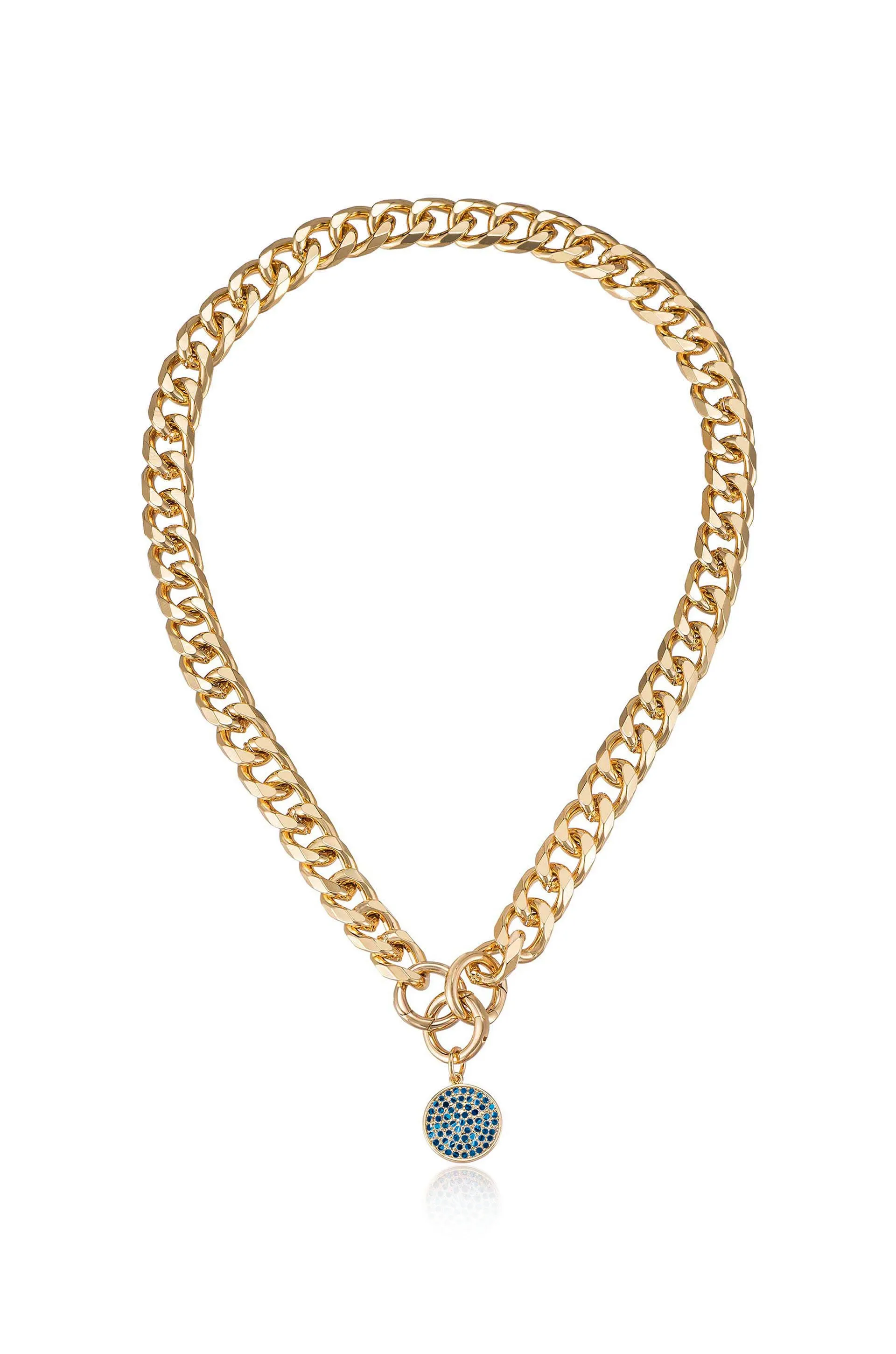 Crystal Disc Charm and Chain Necklace