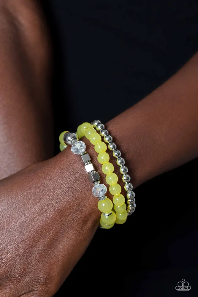 CUBE Your Enthusiasm Yellow Bracelet Paparazzi