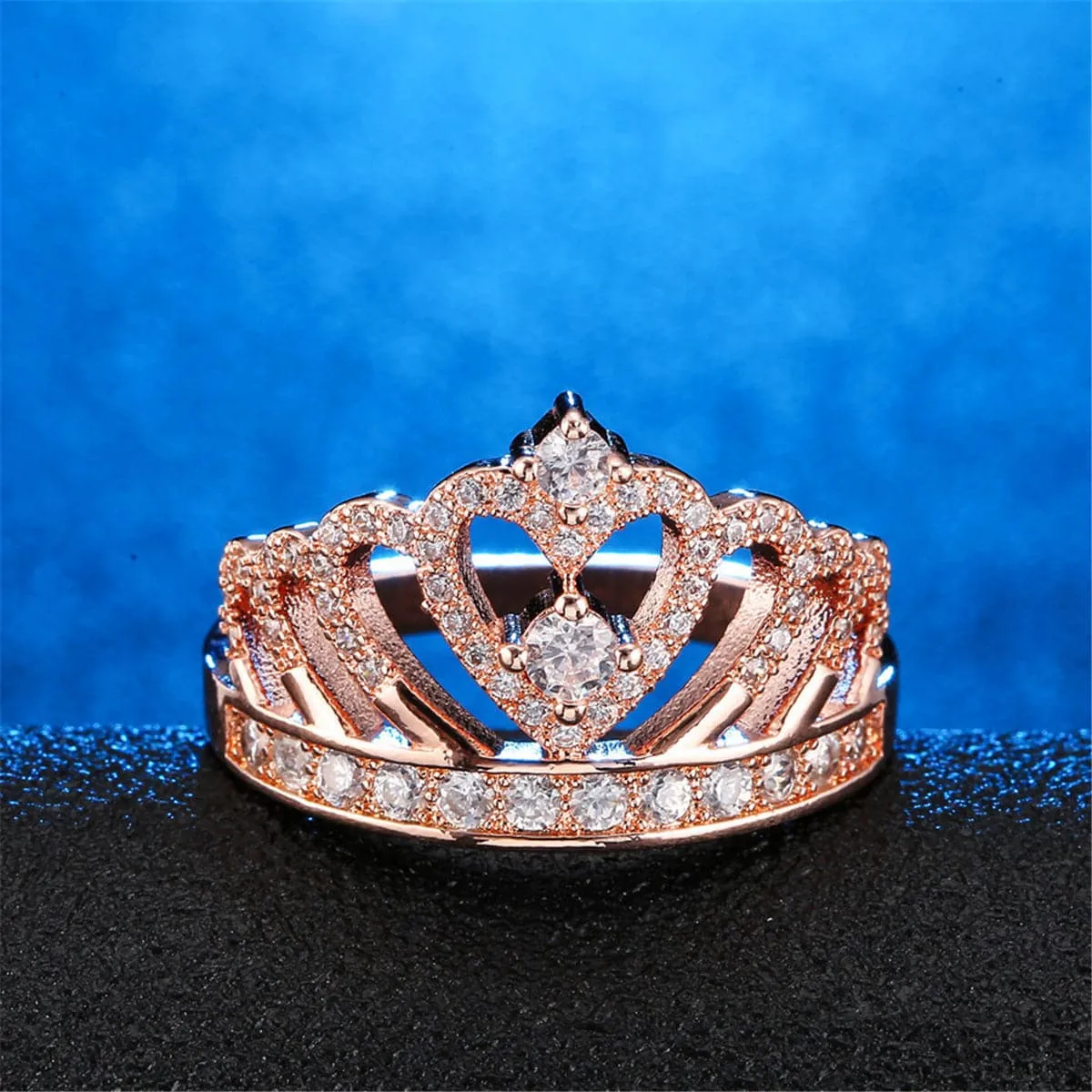 Cubic Zirconia & 18K Rose Gold-Plated My Queen Statement Ring