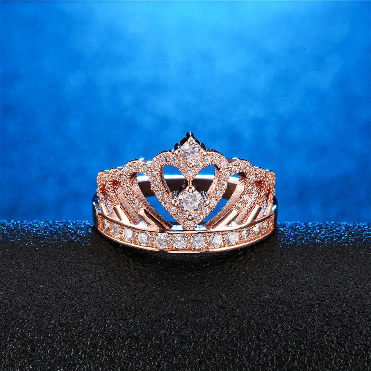 Cubic Zirconia & 18K Rose Gold-Plated My Queen Statement Ring