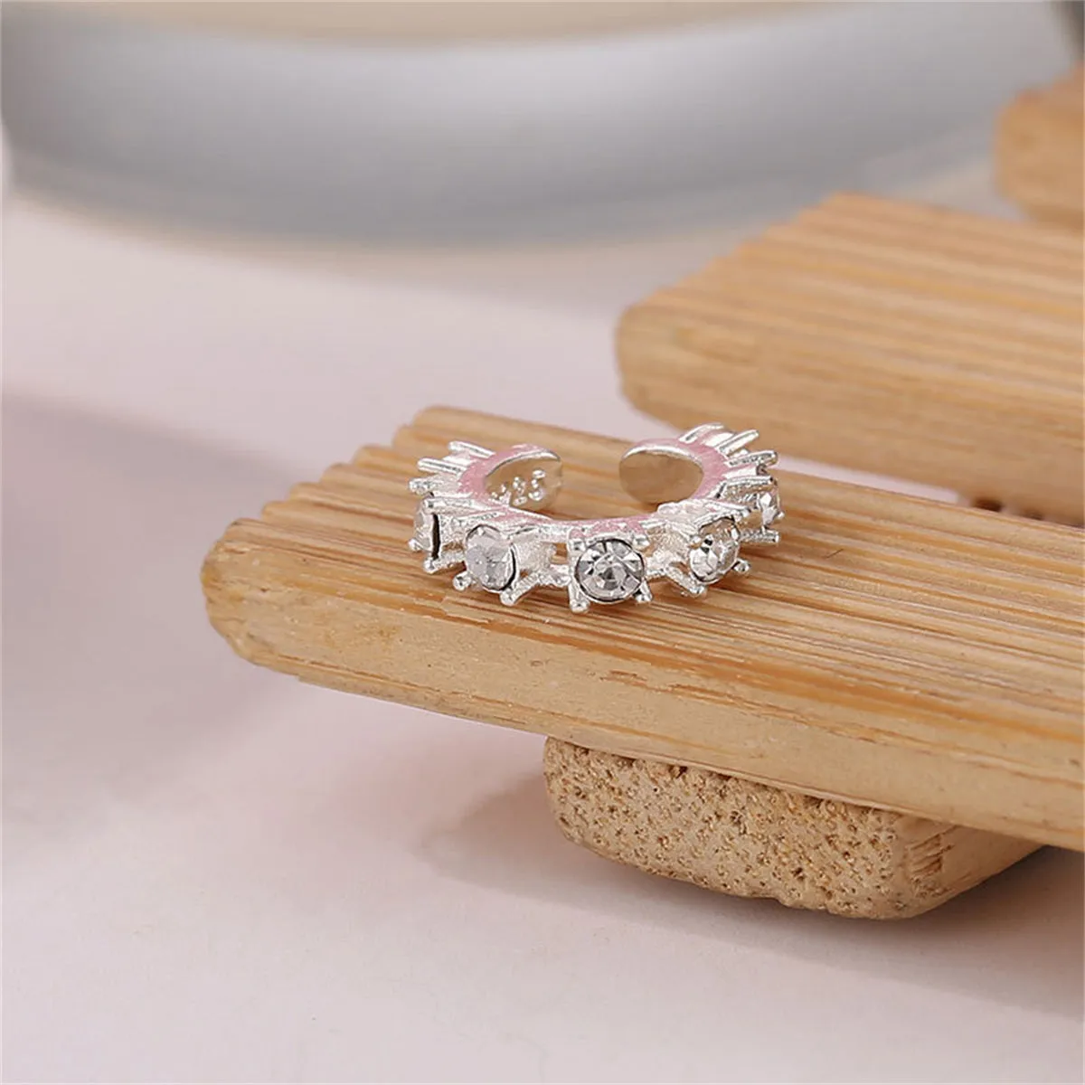Cubic Zirconia & Silver-Plated Ear Cuff