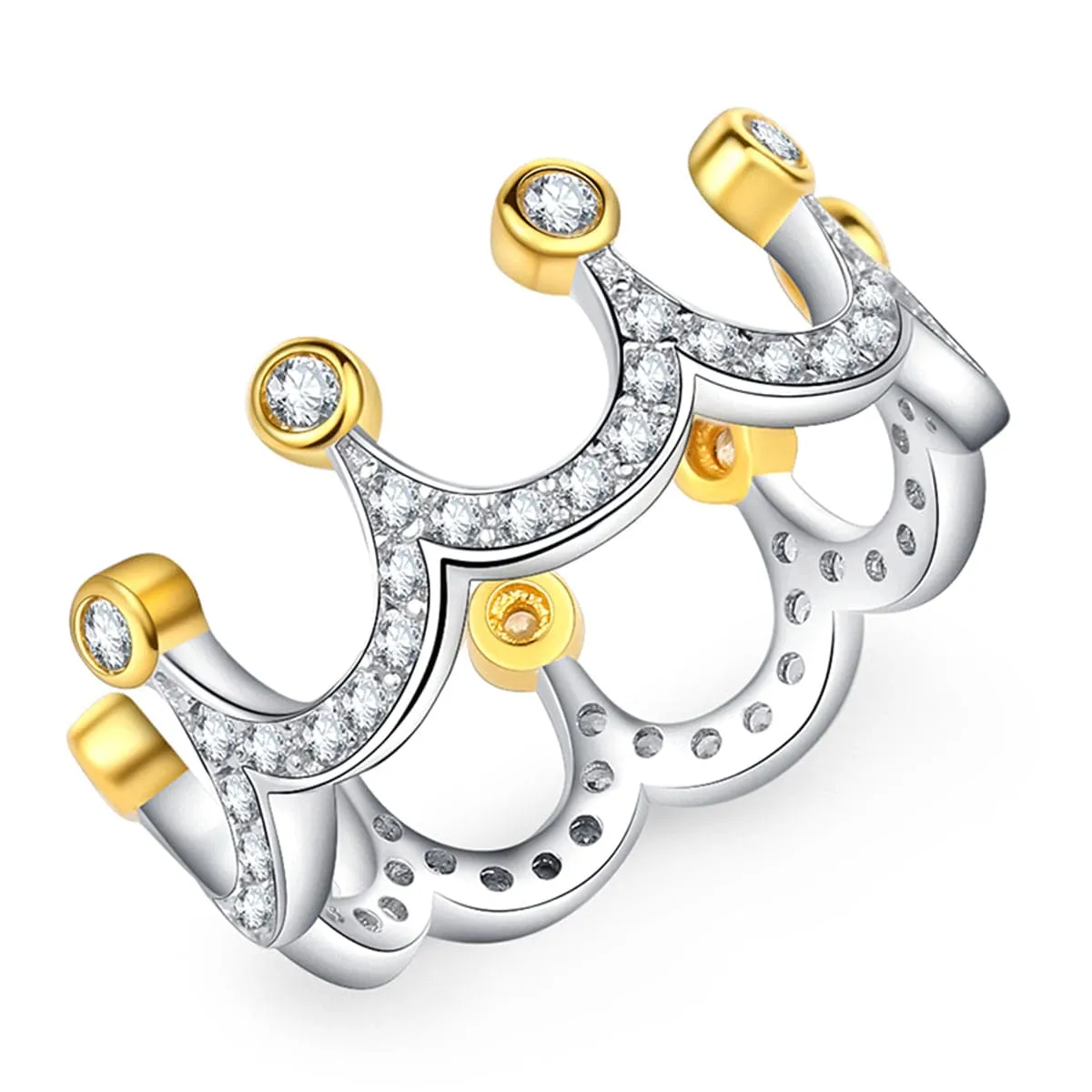Cubic Zirconia & Two-Tone Crown Band Ring
