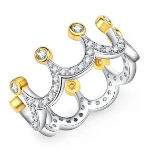 Cubic Zirconia & Two-Tone Crown Band Ring