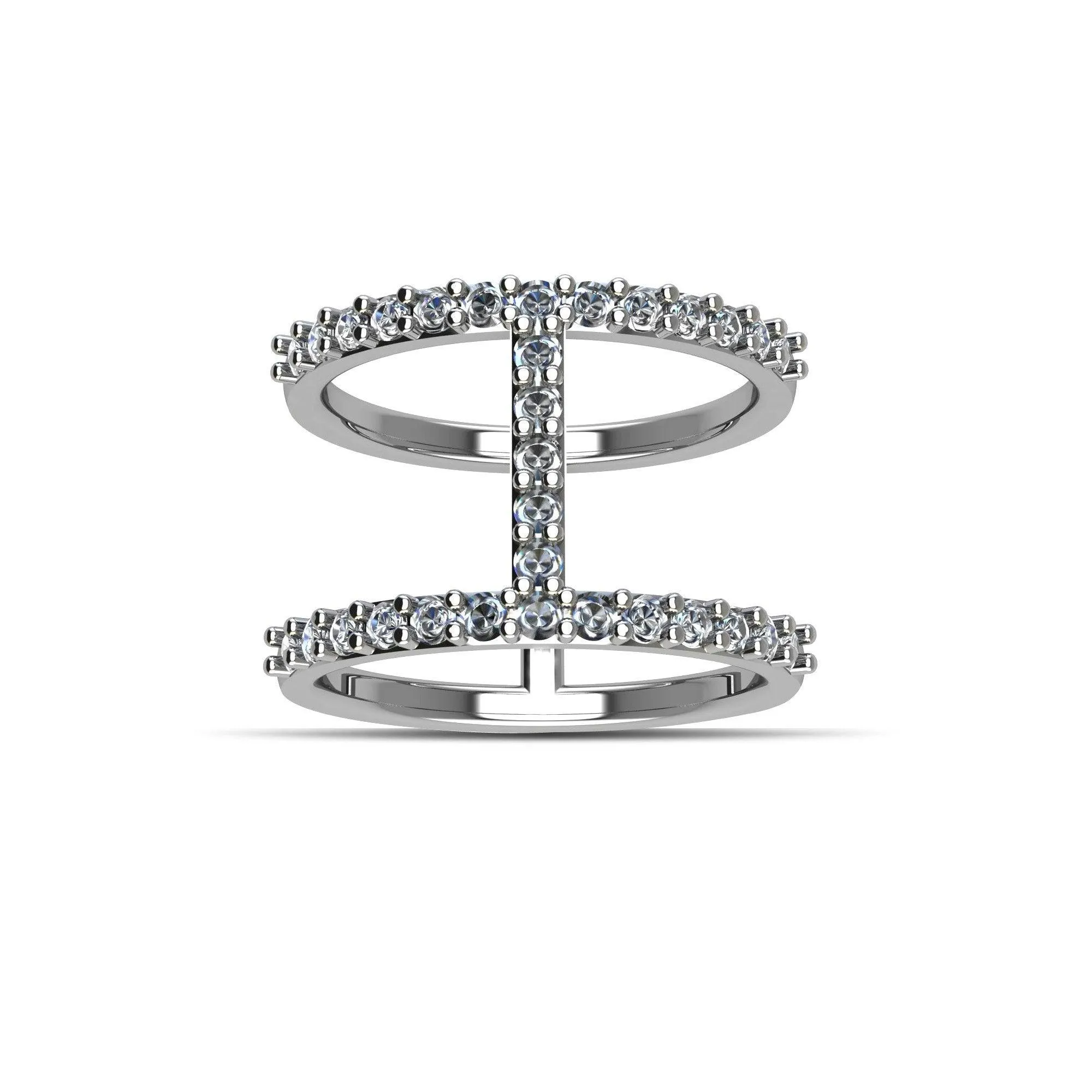 Cubic Zirconia Fashion Geo Ring in Sterling Silver
