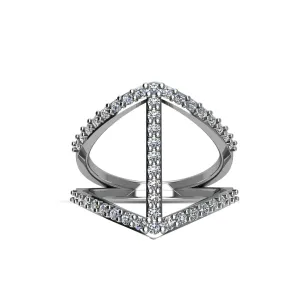 Cubic Zirconia Fashion Geo Ring in Sterling Silver