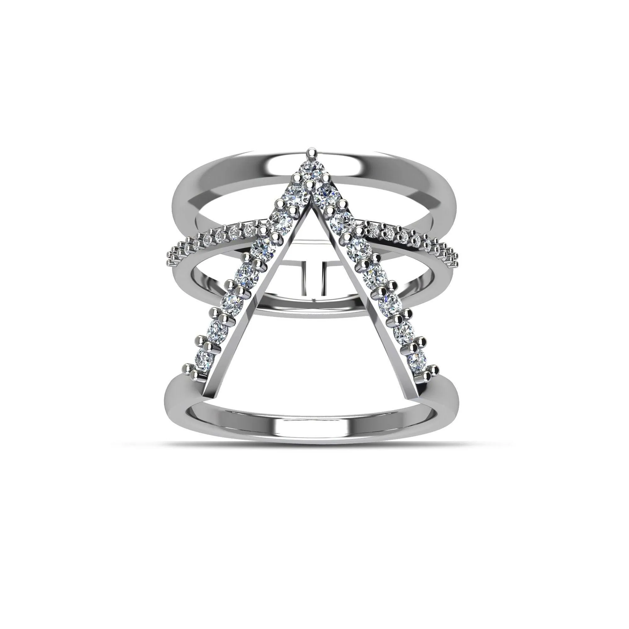 Cubic Zirconia Fashion Geometric Ring in Sterling Silver