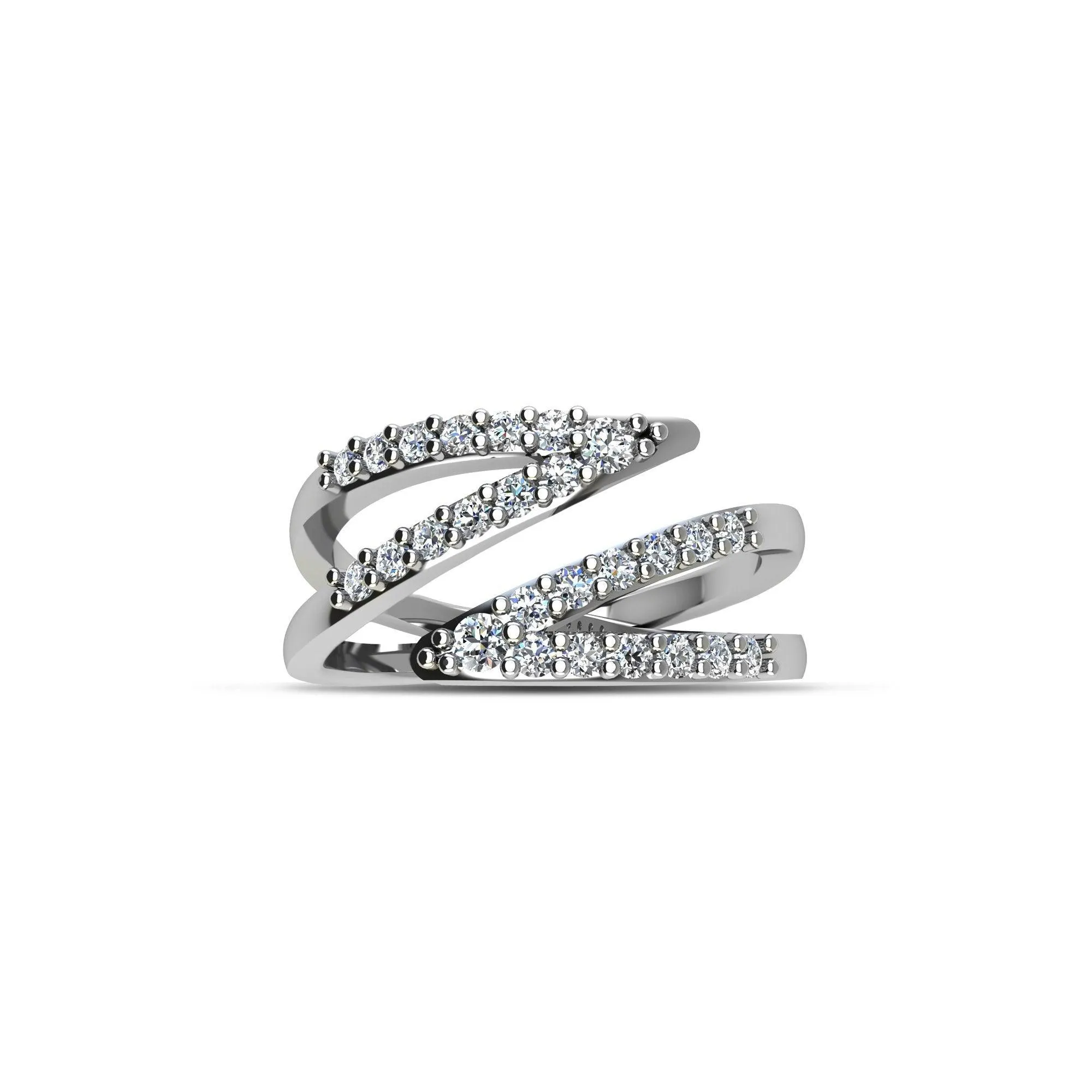 Cubic Zirconia Fashion Geometric Ring in Sterling Silver